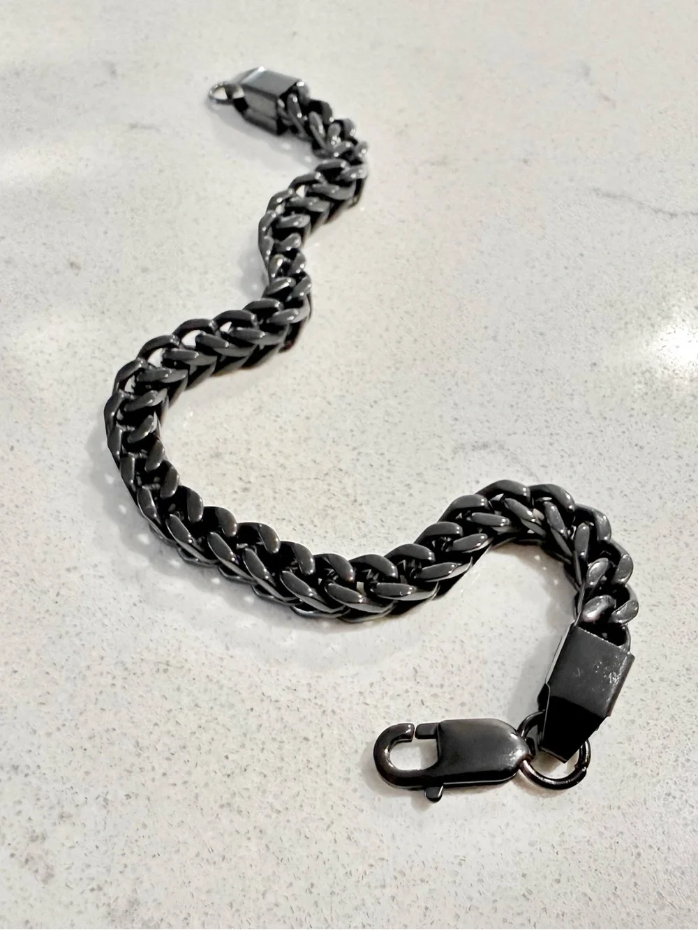 Black Cuban and Wheat Chain Bracelet